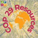 COP29 Resources - text surrounds a graphic representation of the world