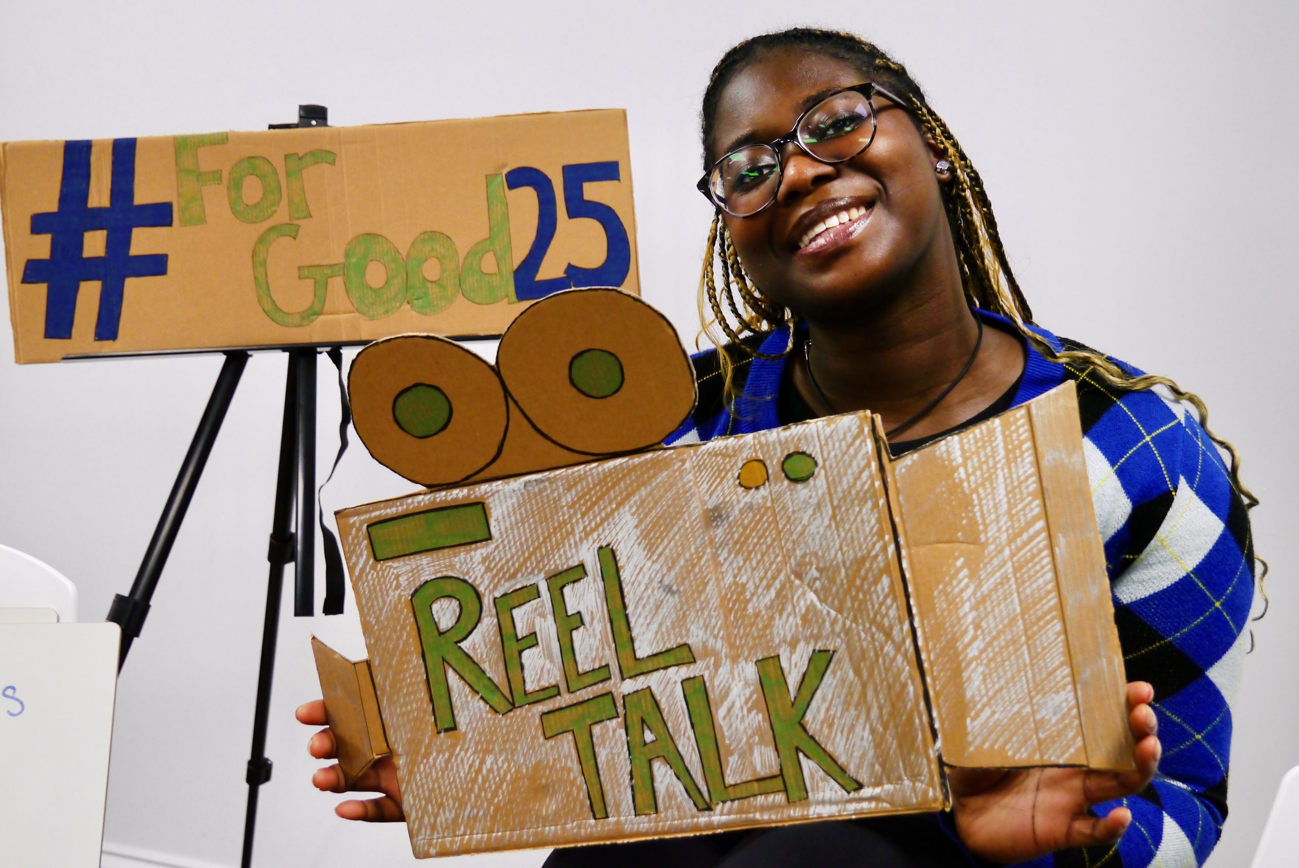 Volunteer Christine Ntim hosting Reel Talk at ForGood25 (Photo by Steve Walker)