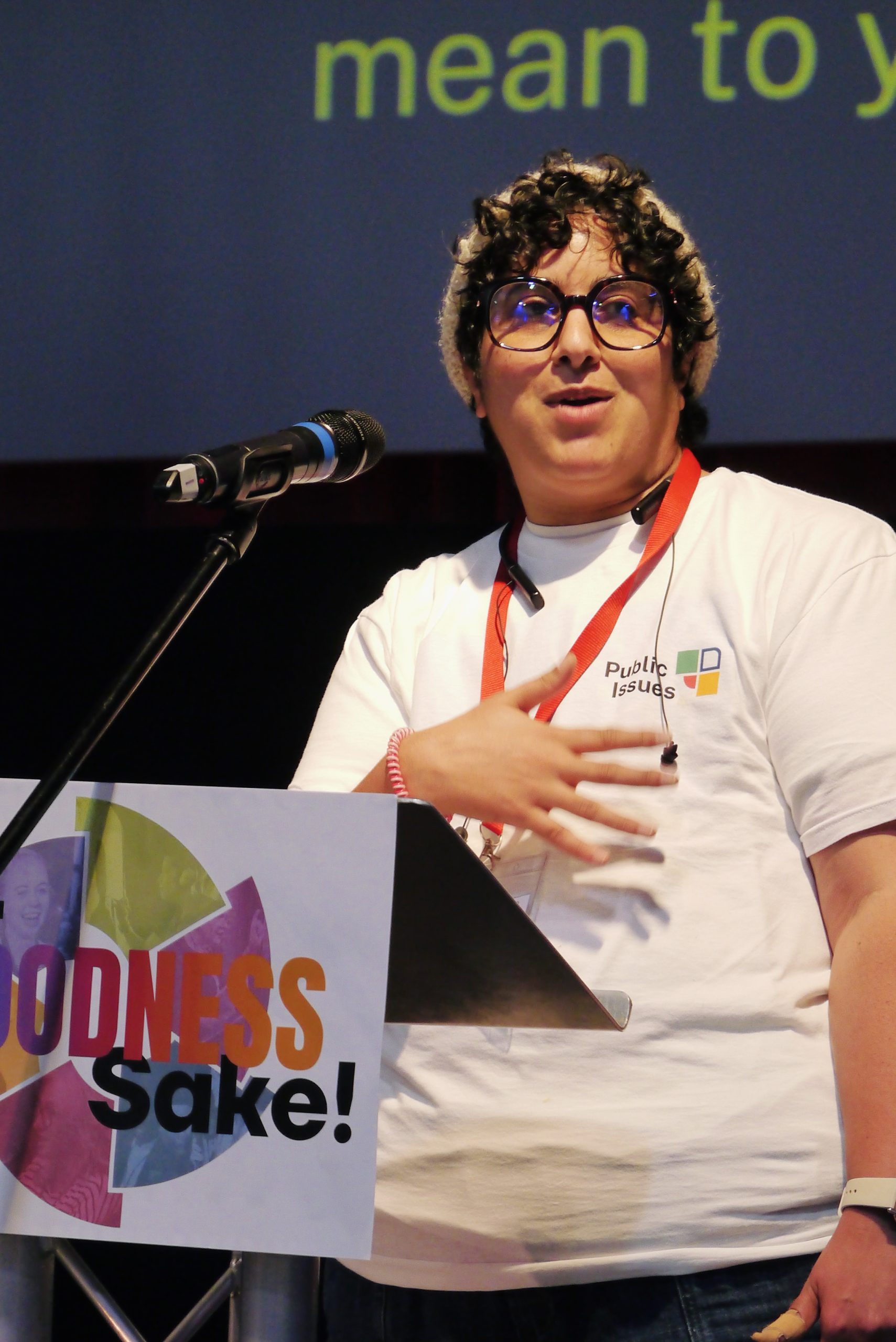 Isaac Sutherland-Cash speaking in a workshop at ForGood25 (Photo by Steve Walker)